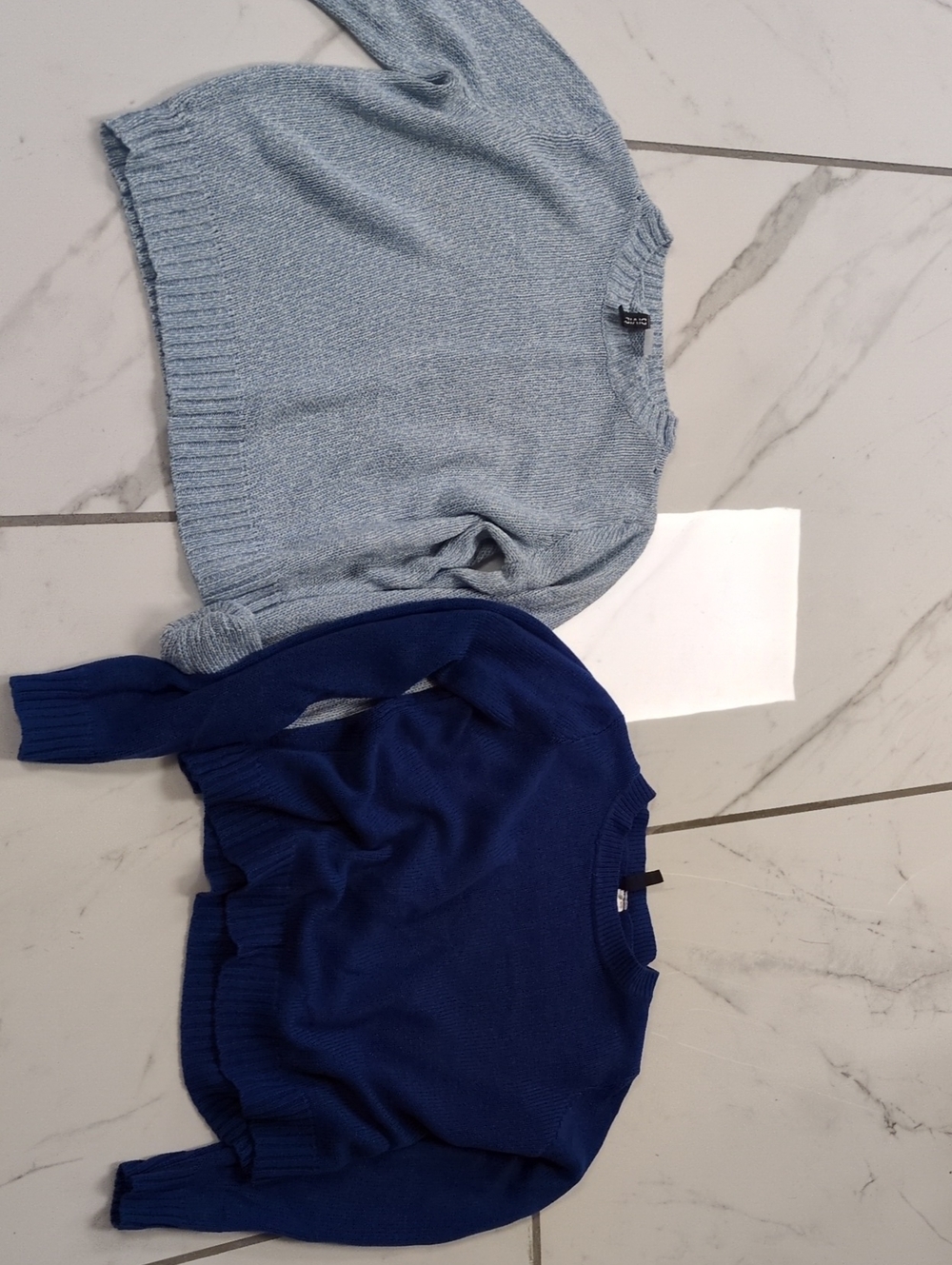 Two Cozy Crewneck Sweaters - Light Blue & Royal Blue